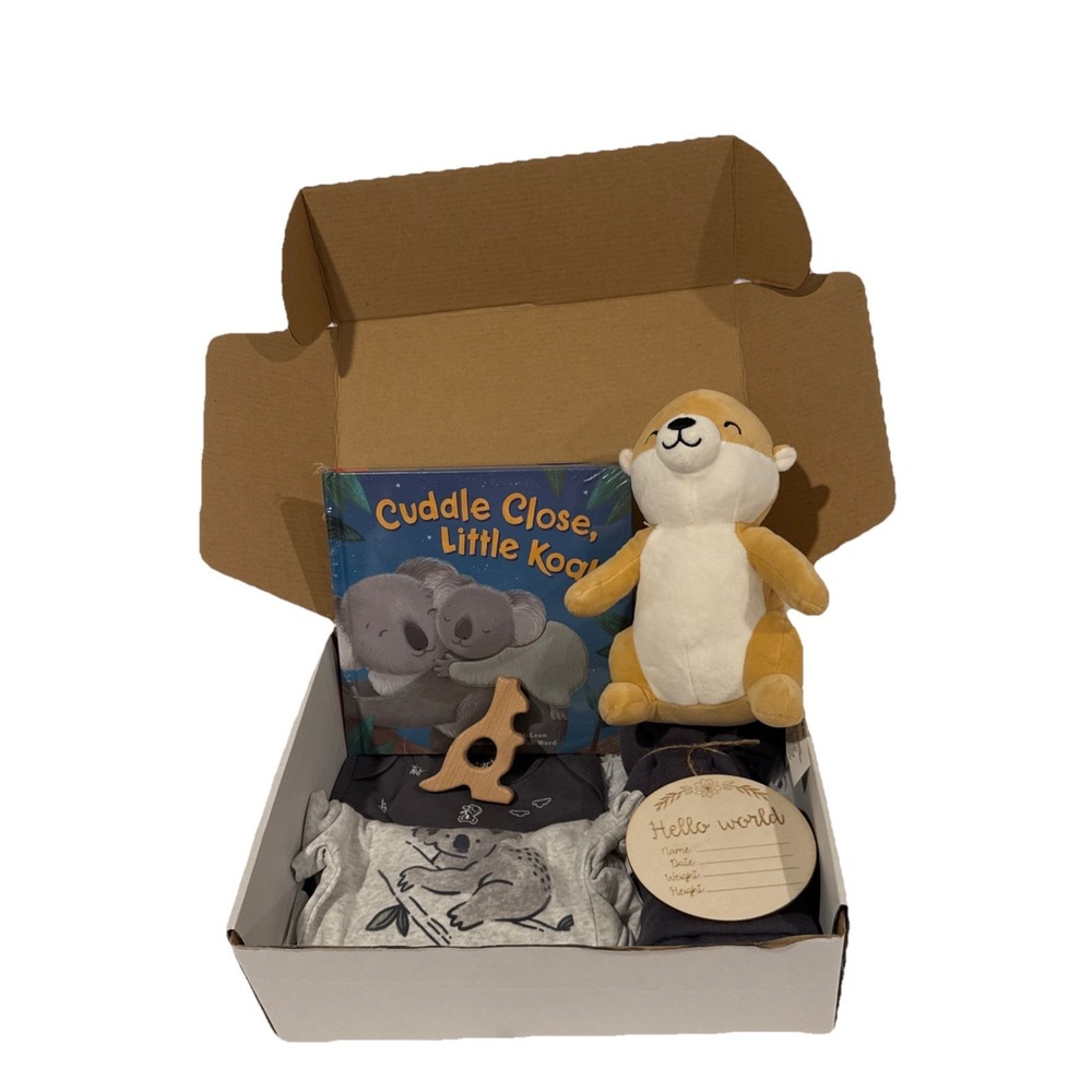 Baby Boy Baby Shower Koala Gift‎ Box With Koala Book, Lovey, & Bodysuits Toy New